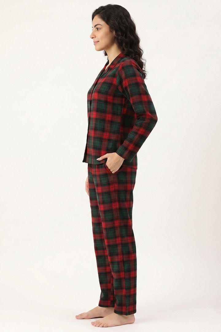 Zivame Flannel Woven Pyjama Set - Alpine Green — image 2